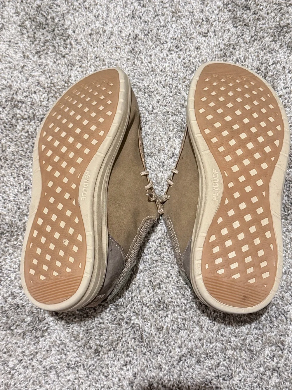 Hey Dude Casual Leather Boat Shoes in Taupe Brown
